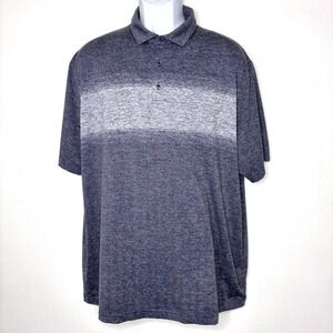 Hart Schaffner Marx Polo Shirt Mens XL Blue Heather Striped Golf Casual Stretch